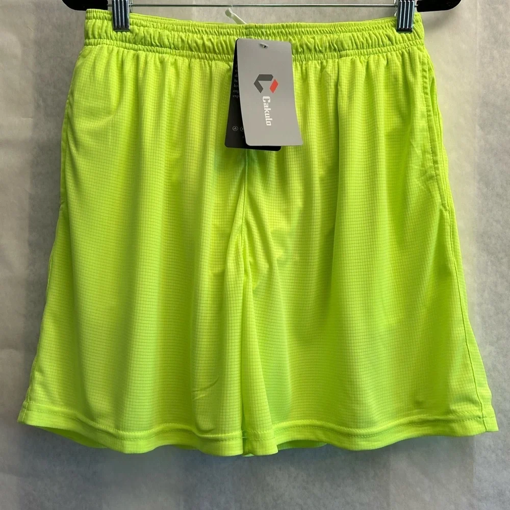 Cakulo Athletic Men's Neon Green Workout Shorts lightweight NWT. Sz-M. BB15